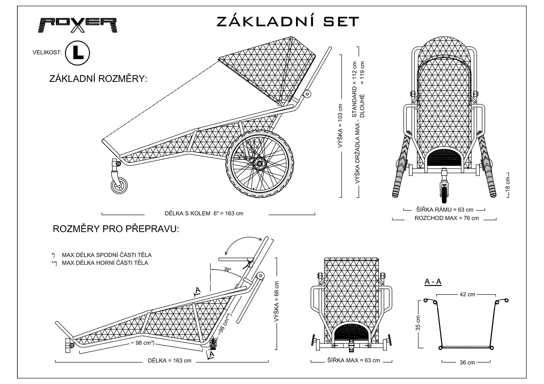 Technický nákres — Standard L Standard L